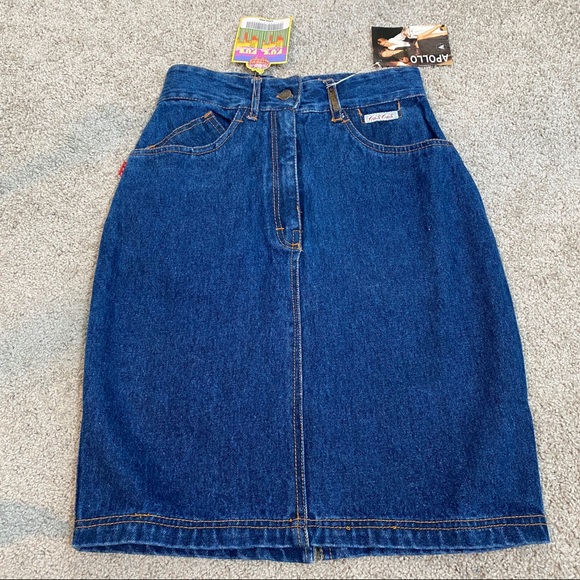 LFu's Fu's Highwaisted Blue Jean Skirt With Front & Back Pockets Size M - Picture 5 of 13